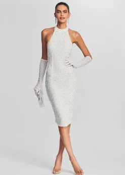 Retrofete Olivia Midi Sequin Dress White Store