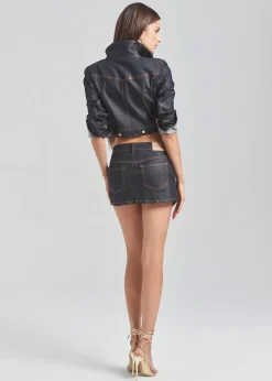 Retrofete Ollie Cropped Denim Jacket Dark Denim Foiling Fashion