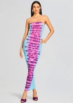 Retrofete Opal Long Dress Turquoise and Pink New