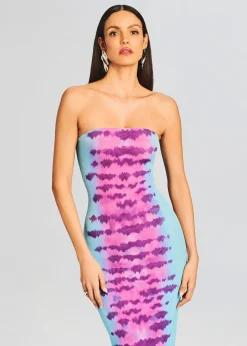 Retrofete Opal Long Dress Turquoise and Pink Sale