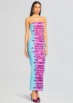 Retrofete Opal Long Dress Turquoise and Pink Sale