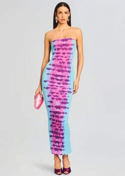 Retrofete Opal Long Dress Turquoise and Pink Sale
