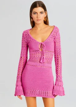 Retrofete Peony Knit Crochet Dress Paradise Pink Cheap