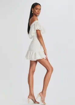 Retrofete Pia Short Dress White Fruition Discount