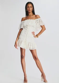 Retrofete Pia Short Dress White Fruition Discount