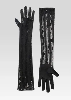 Retrofete Plaza Sequin Knit Gloves Black Flash Sale