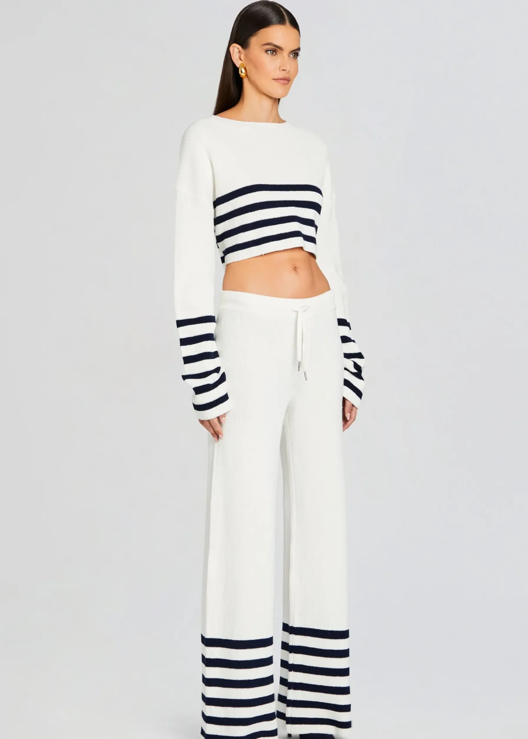 Retrofete Poe Knit Pant White/ Navy Best Sale
