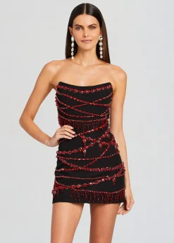 Retrofete Prae Crystal Embellished Dress Black/Red Fashion