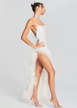 Retrofete Priscilla Feather Dress White Best Sale