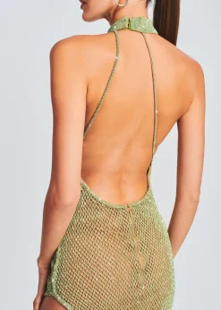 Retrofete Quartz Crystal Chain Dress Green Flash Sale