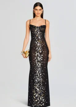 Retrofete Rainey Embellished Dress Black/Silver Gold New