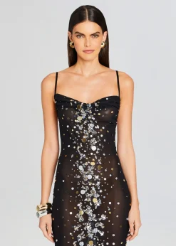 Retrofete Rainey Embellished Dress Black/Silver Gold New