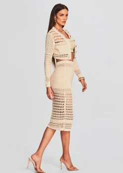 Retrofete Raya Knit Crochet Skirt Ivory/Gold Shop