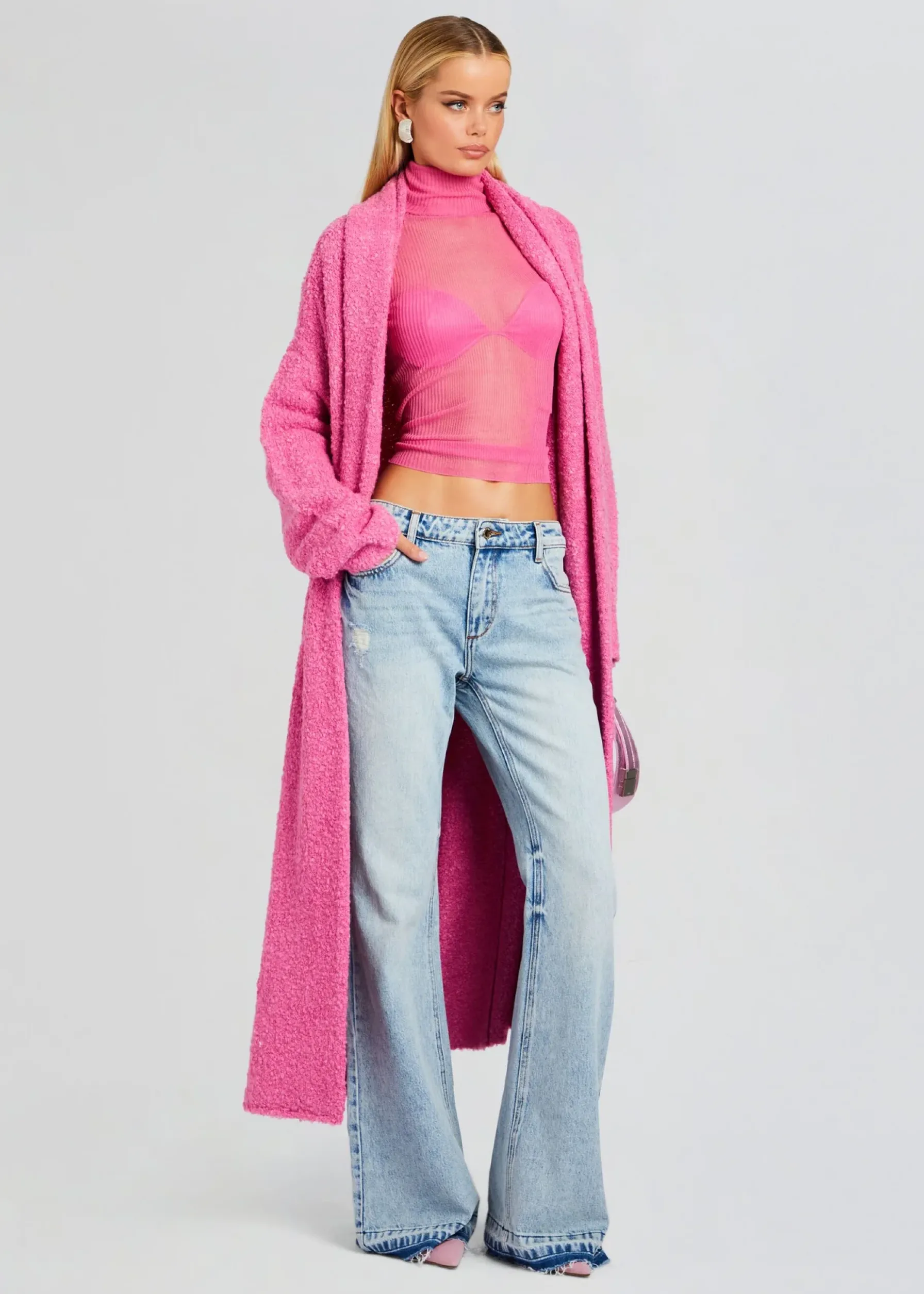 Retrofete Reed Boucle Cardigan Malibu Pink Hot