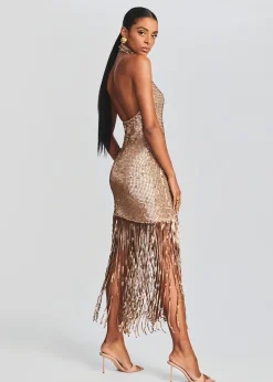 Retrofete Renzo Sequin Crochet Dress Metallic Tannin Shop