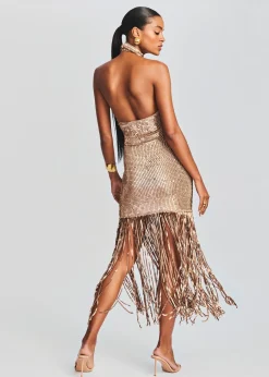 Retrofete Renzo Sequin Crochet Dress Metallic Tannin Shop