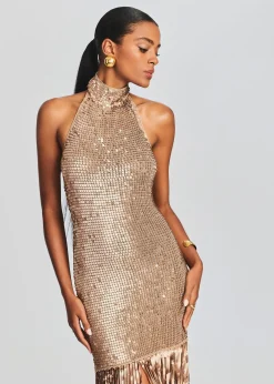 Retrofete Renzo Sequin Crochet Dress Metallic Tannin Shop