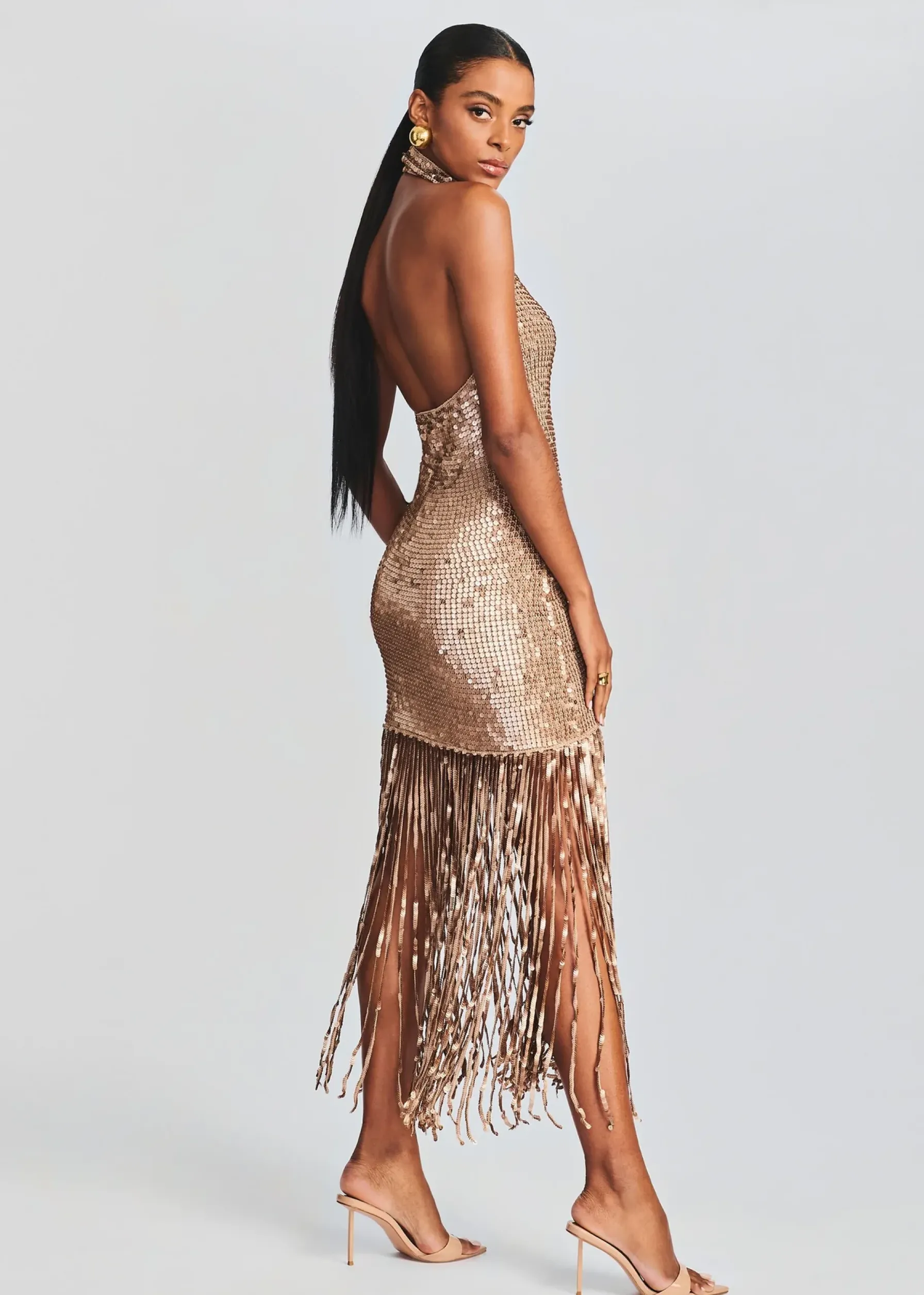 Retrofete Renzo Sequin Crochet Dress Metallic Tannin Flash Sale