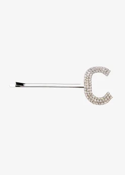 Retrofete Rhinestone Alphabet Hair Clip Silver Best Sale