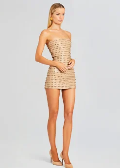 Retrofete Rhya Embellished Leather Dress Nude Hot