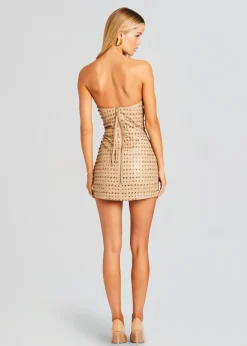 Retrofete Rhya Embellished Leather Dress Nude Hot