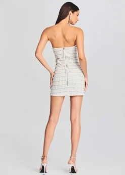 Retrofete Rhya Embellished Leather Dress Optic White Cheap