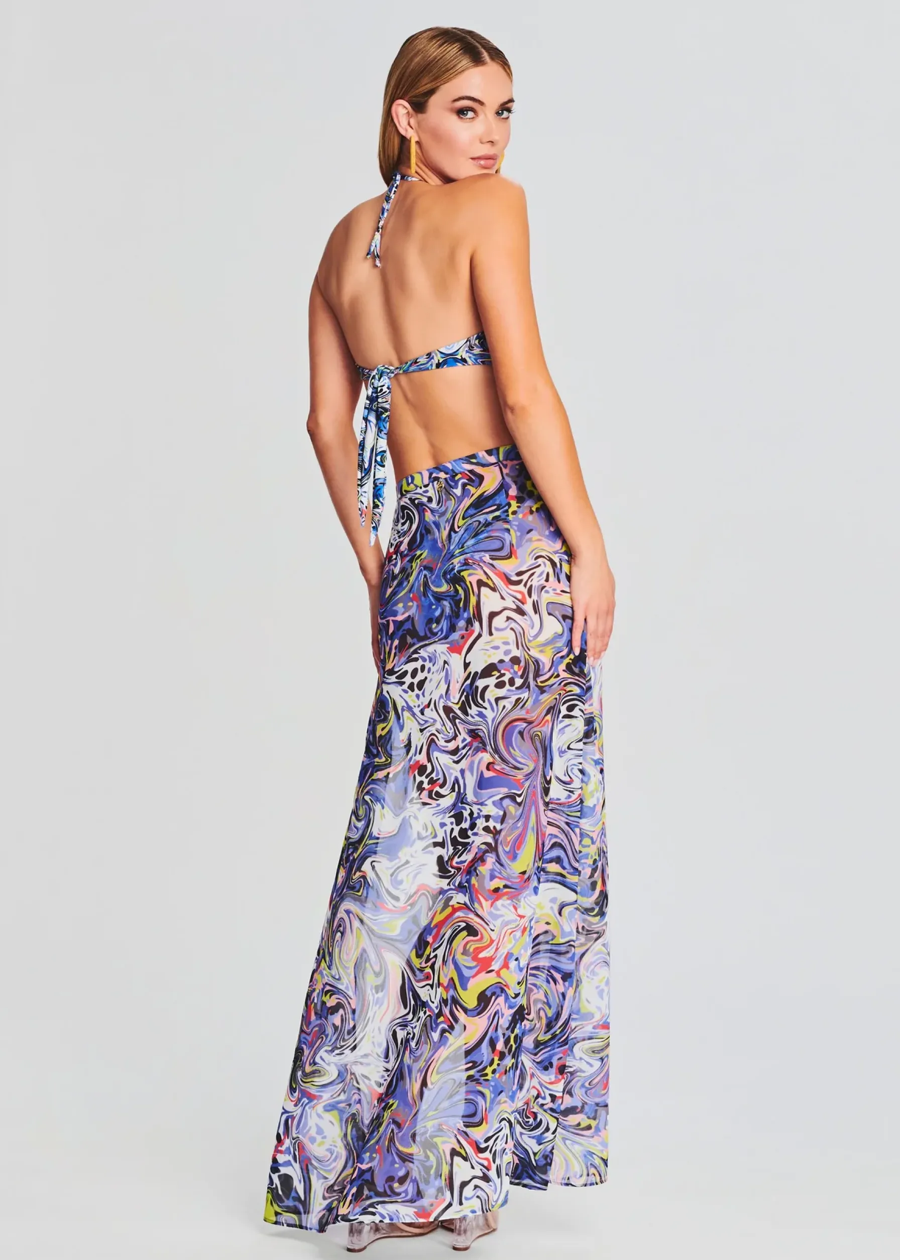 Retrofete Rio Chiffon Skirt Blue Jungle Cheap