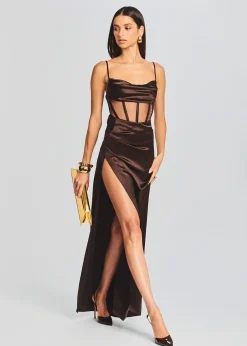Retrofete Rosa Corset Dress Dark Chocolate Flash Sale