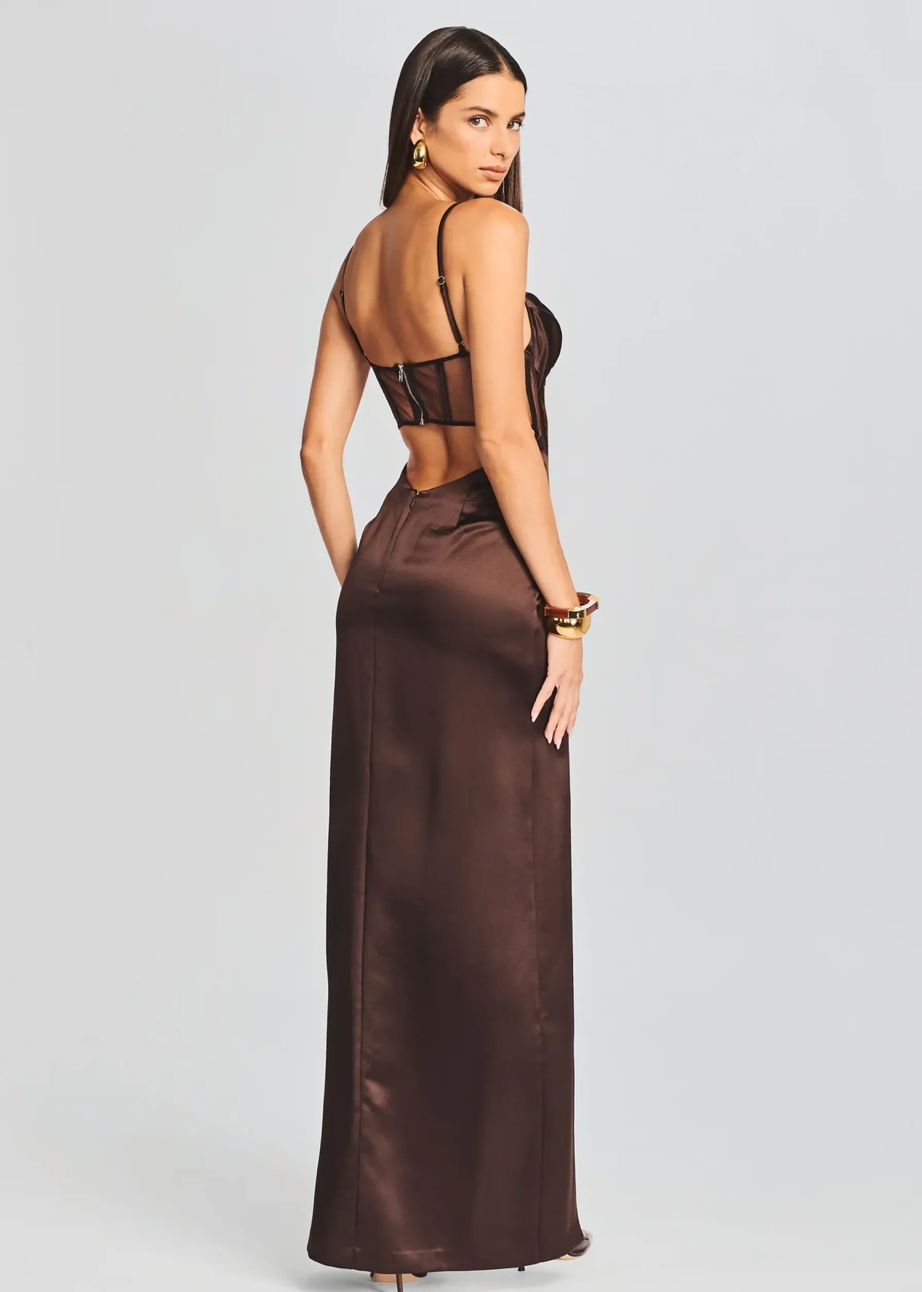 Retrofete Rosa Corset Dress Dark Chocolate Cheap