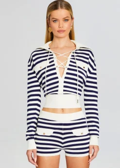 Retrofete Rose Knit Top Cream/ Navy Cheap