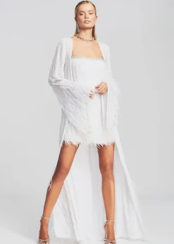 Retrofete Rubina Sequin Feather Dress White New