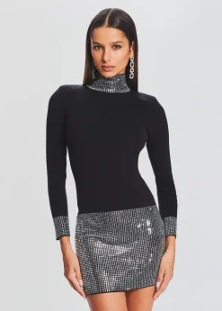 Retrofete Rue Embellished Knit Dress Black Cheap