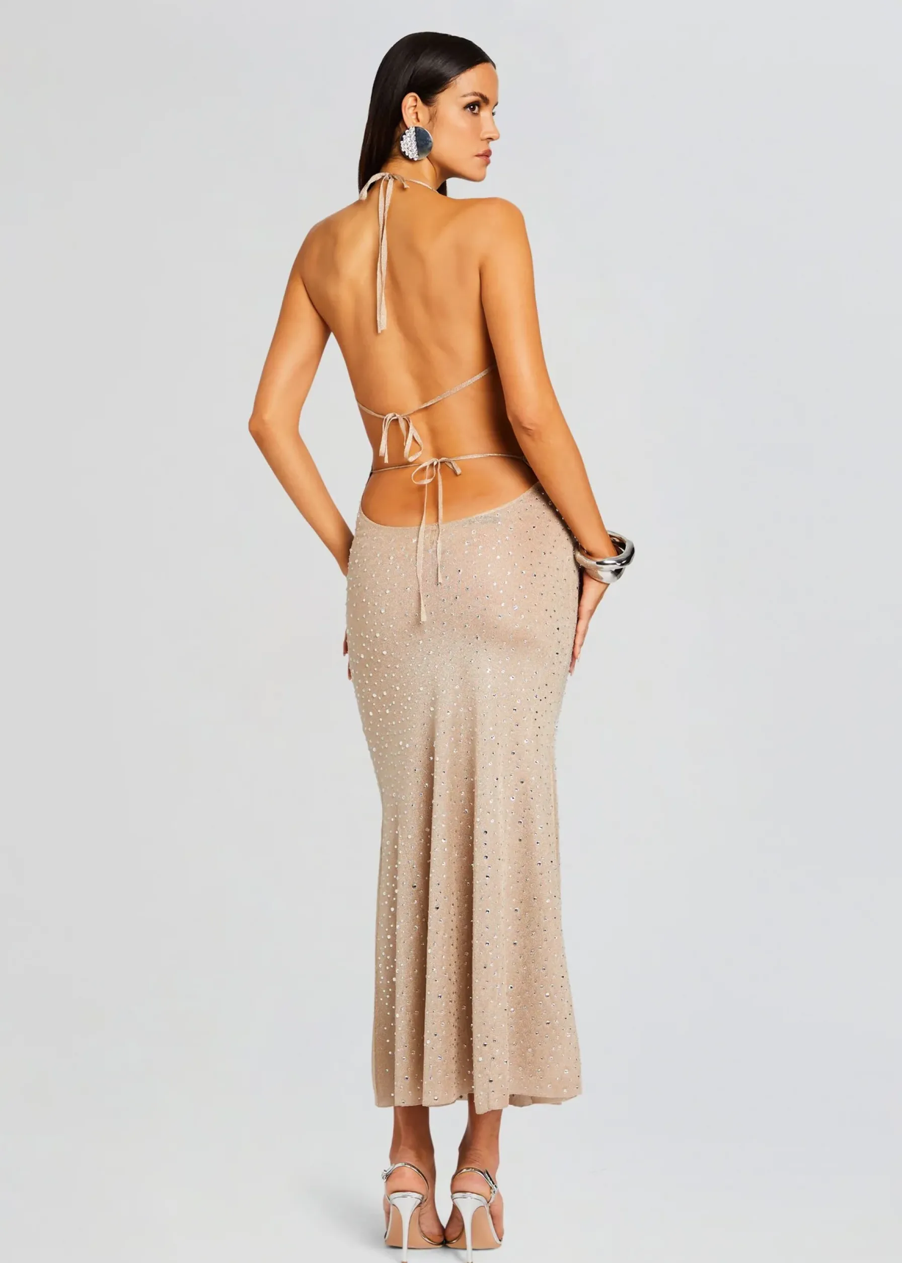 Retrofete Saar Embellished Knit Dress Metallic Gold Online