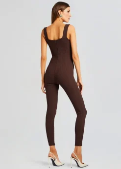 Retrofete Sabrina Sleeveless Enviro Rib Catsuit Brown Outlet