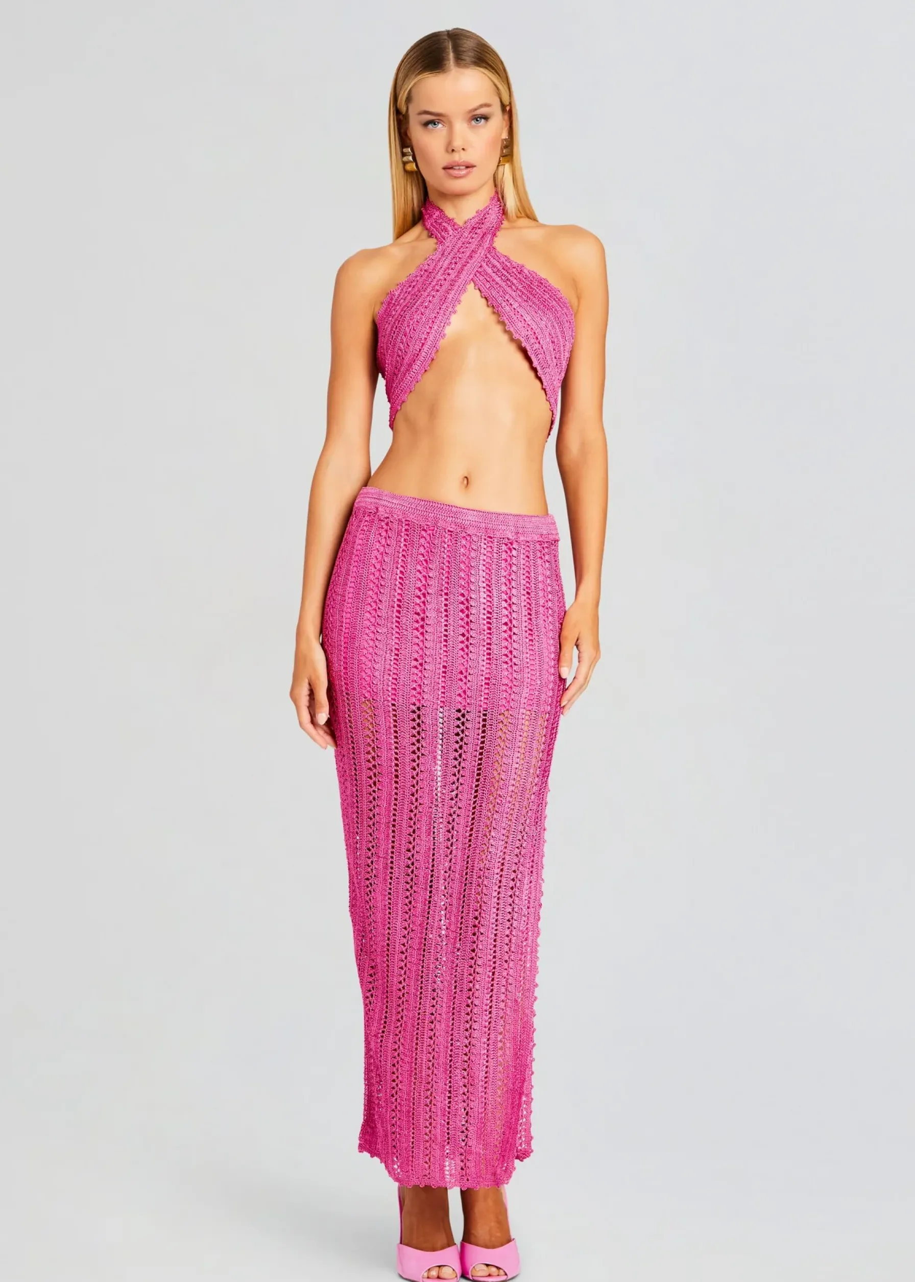 Retrofete Sandy Crochet Skirt Malibu Pink Cheap