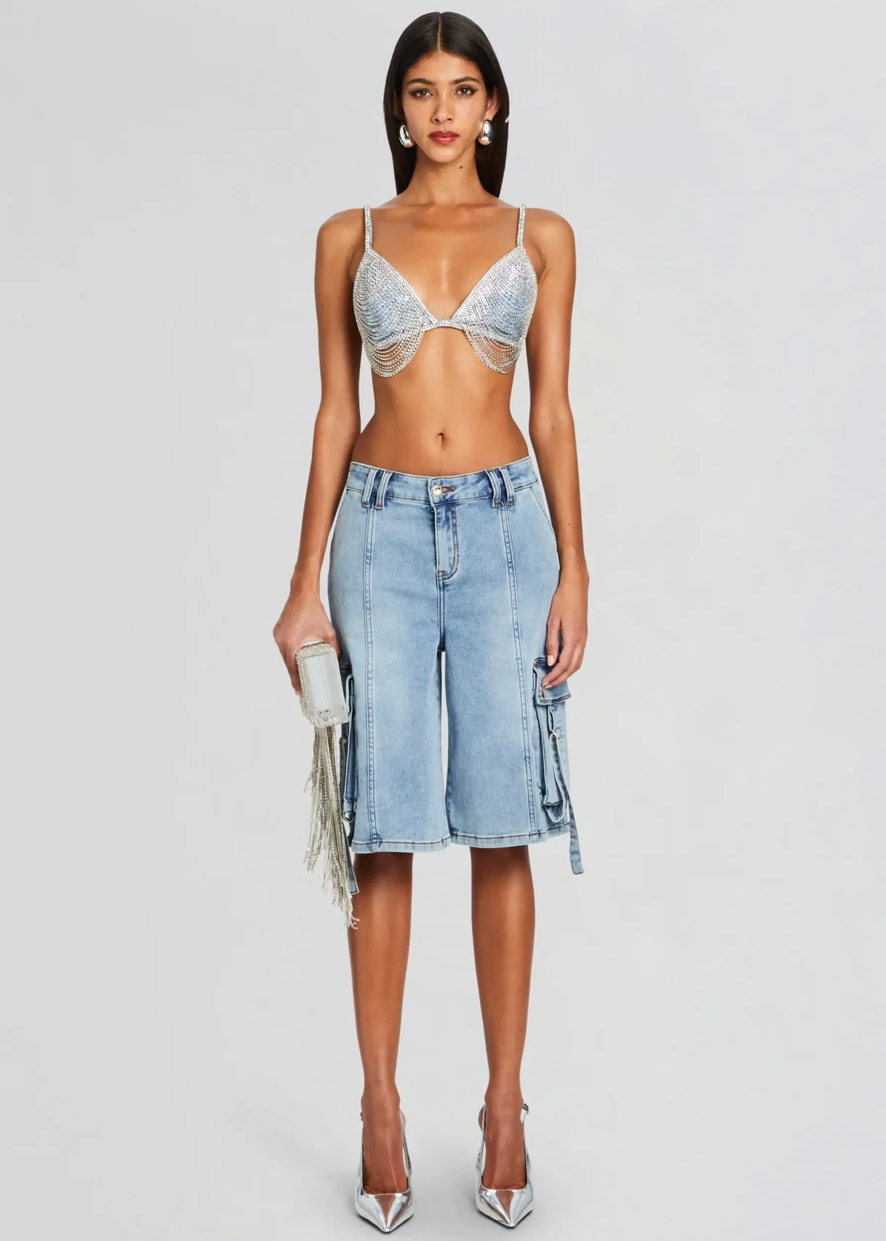 Retrofete Sarta Cargo Short Vintage Celeste Clearance