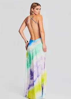 Retrofete Scarlett Silk Dress Watercolor Wave Clearance