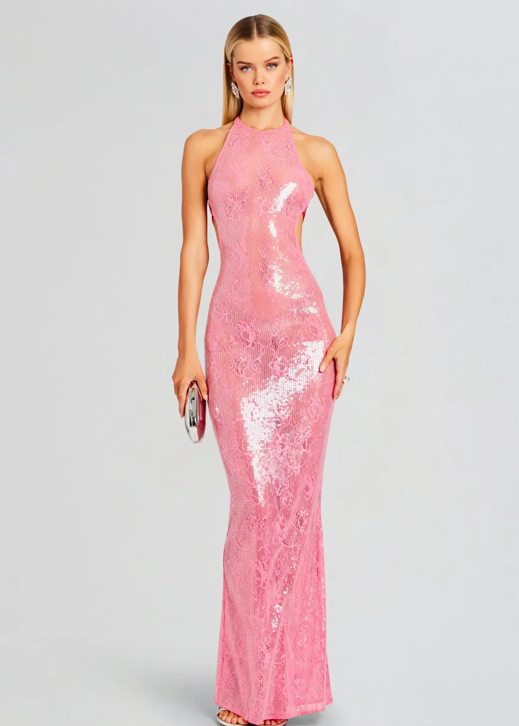 Retrofete Shivonne Sequin Lace Dress Paradise Pink Clearance