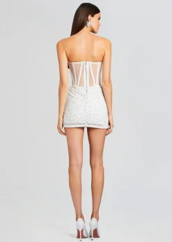 Retrofete Sienna Sequin Dress White/Silver Discount