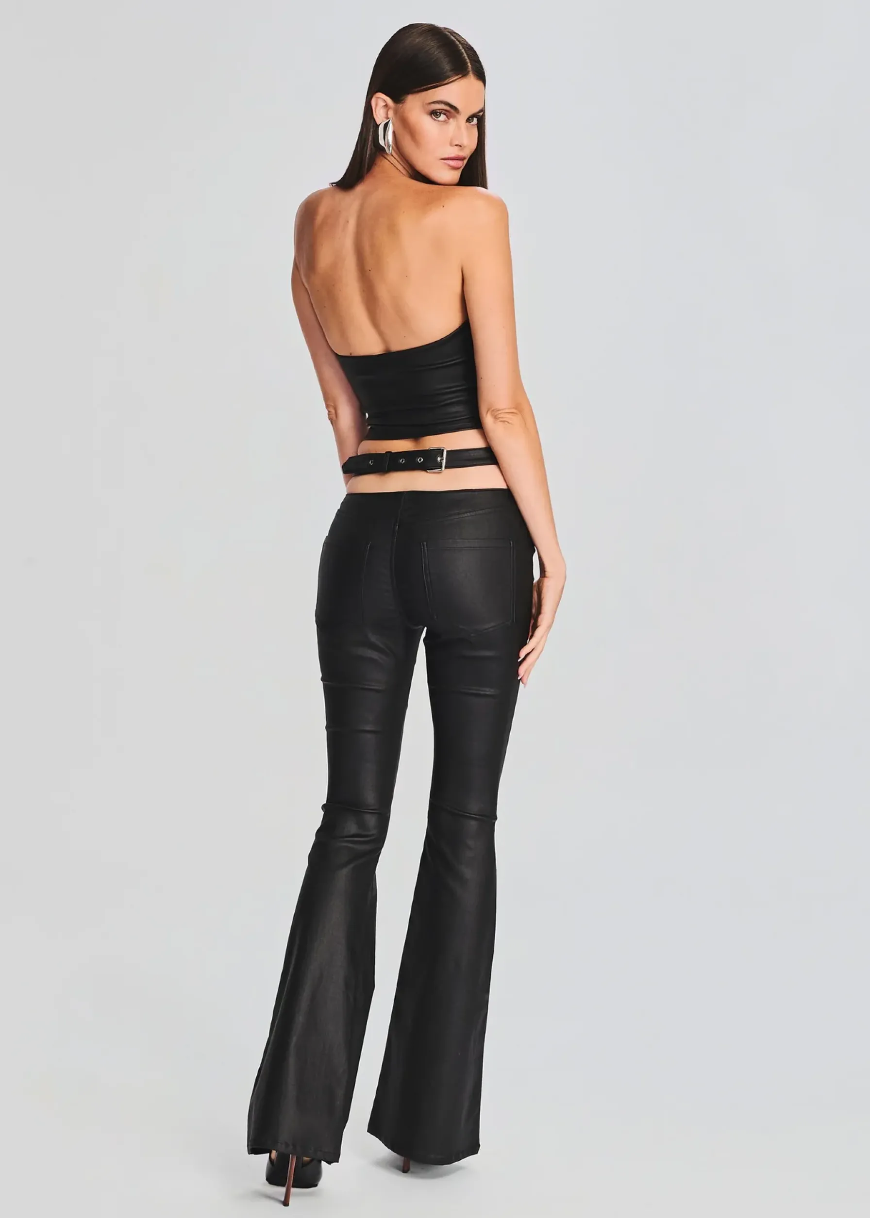 Retrofete Sloane Coated Denim Flare Jean Coated Black Store