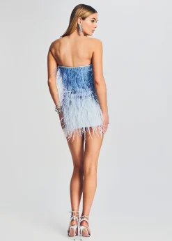 Retrofete Sofia Feather Dress White/Ombre New