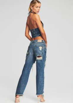 Retrofete Super Distressed Maggie Jean Worn Vintage Blue Cheap