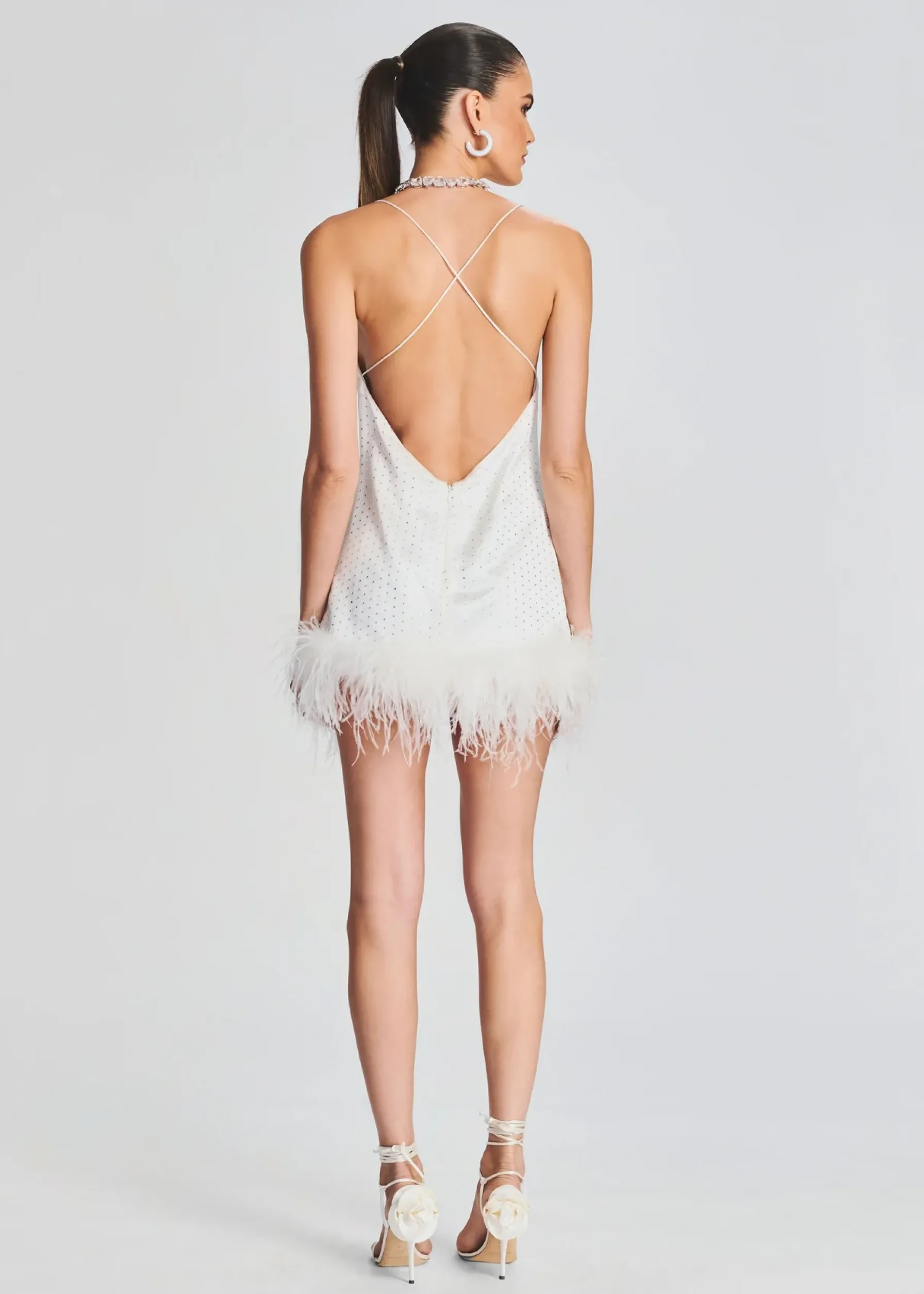 Retrofete Susana Feather Dress White Discount