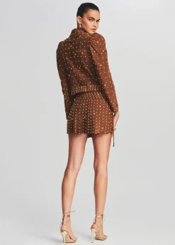 Retrofete Tai Suede Studded Jacket Cognac Cheap