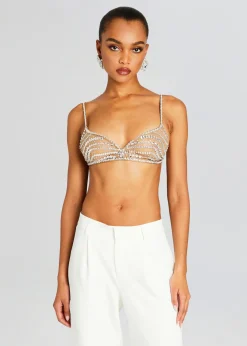 Retrofete Tansy Embellished Bra Tannin/Silver Clearance
