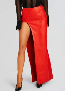 Retrofete Tash Leather Skirt Fiery Red Store