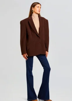 Retrofete The Adel Oversized Dad Blazer Brown Clearance