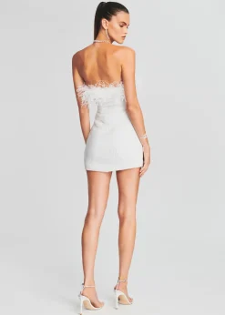 Retrofete Torin Sequin Feather Dress White Outlet