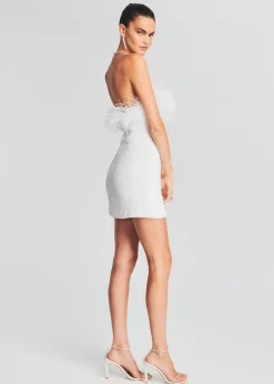 Retrofete Torin Sequin Feather Dress White New