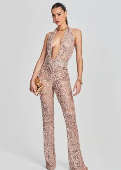 Retrofete Tosca Sequin Crochet Jumpsuit Rose Gold Store